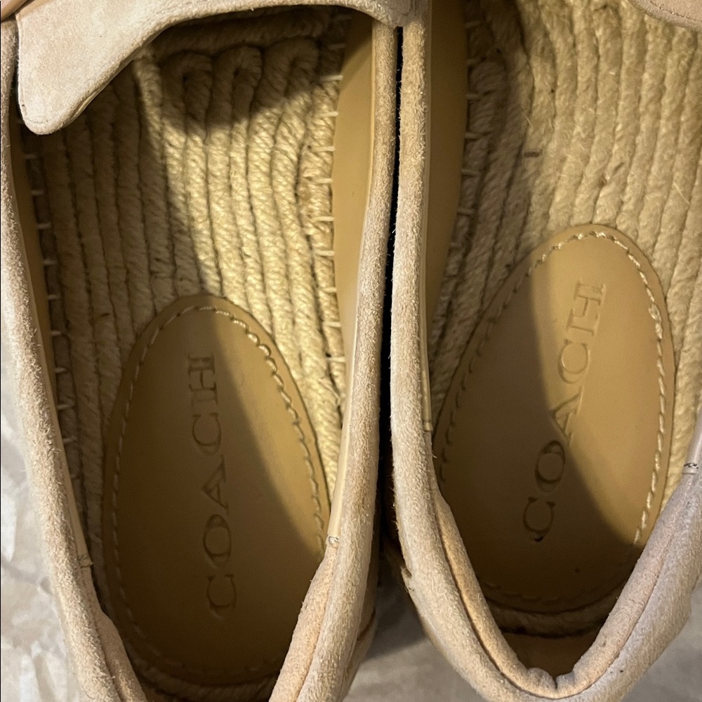 Coach Women's Camilla Espadrilles Beige Suede Loafers with Logo Accent size 9 - Picture 6 of 8